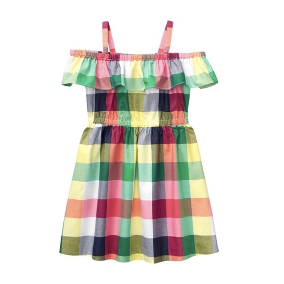 Janie and Jack Other - Janie and Jack Multi-Color Buffalo Plaid Off the Shoulder Sun Dress Size 5